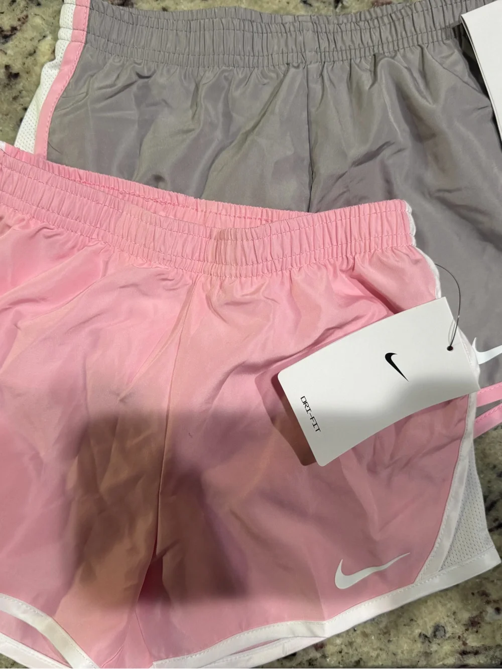 Nike dri fit tempo short bundle of 2 gray and pink sink 6x